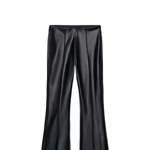 Zara Black Faux Leather Boot-Cut Pants